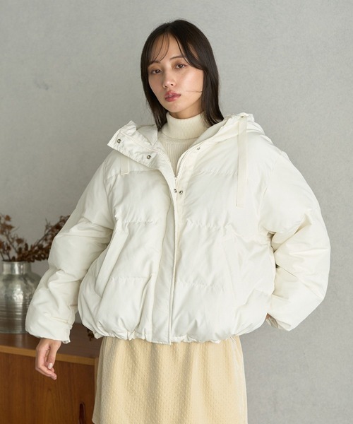 earth music&ecology(アースミュージックアンドエコロジー)の「フーディーパファーブルゾン(ダウンジャケット/コート・レディース・ミント/ベージュ/ブラック/アイボリー・M/L)」の13枚目の写真