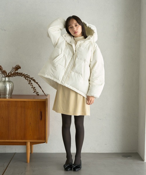 earth music&ecology(アースミュージックアンドエコロジー)の「フーディーパファーブルゾン(ダウンジャケット/コート・レディース・ミント/ベージュ/ブラック/アイボリー・M/L)」の18枚目の写真