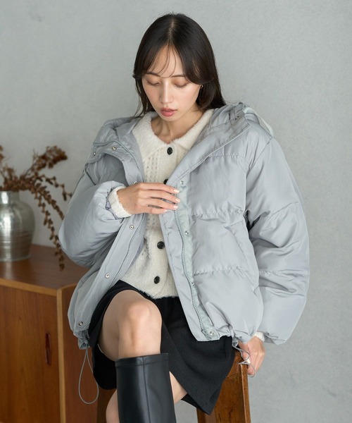 earth music&ecology(アースミュージックアンドエコロジー)の「フーディーパファーブルゾン(ダウンジャケット/コート・レディース・ミント/ベージュ/ブラック/アイボリー・M/L)」の20枚目の写真