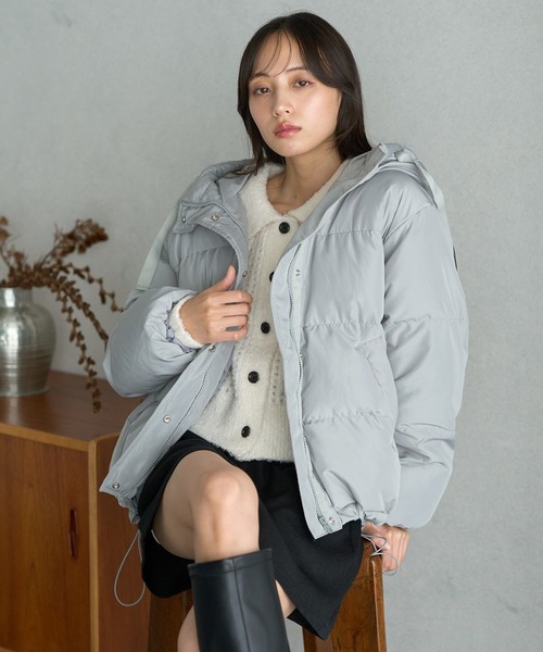 earth music&ecology(アースミュージックアンドエコロジー)の「フーディーパファーブルゾン(ダウンジャケット/コート・レディース・ミント/ベージュ/ブラック/アイボリー・M/L)」の21枚目の写真