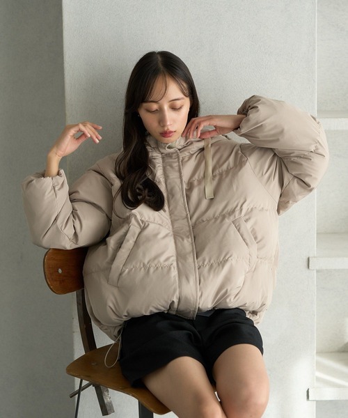 earth music&ecology(アースミュージックアンドエコロジー)の「フーディーパファーブルゾン(ダウンジャケット/コート・レディース・ミント/ベージュ/ブラック/アイボリー・M/L)」の7枚目の写真