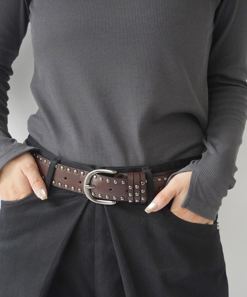 セール】【 Port / ポート 】 ダブル スタッズ バックル ベルト