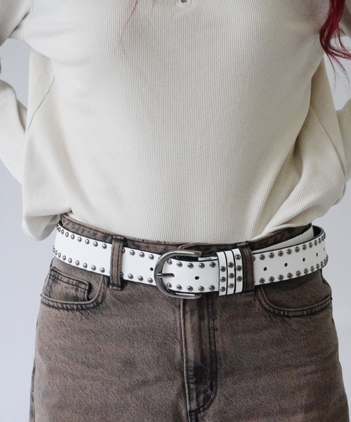 Port(ポート)の「【 Port / ポート 】 ダブル スタッズ バックル ベルト(ベルト・レディース・ブラック/ホワイト/ブラウン・FREE)」の13枚目の写真