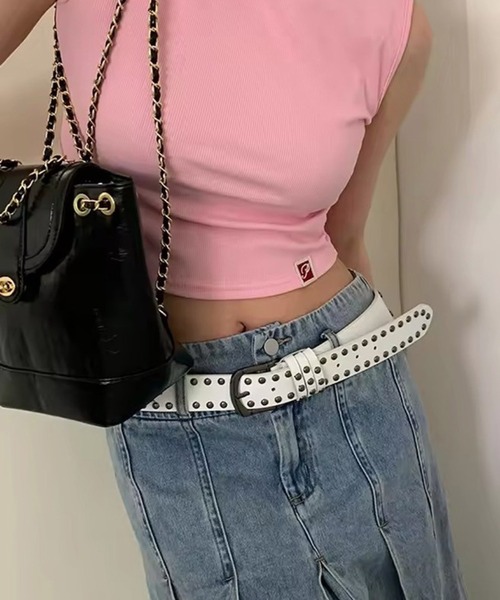 Port(ポート)の「【 Port / ポート 】 ダブル スタッズ バックル ベルト(ベルト・レディース・ブラック/ホワイト/ブラウン・FREE)」の16枚目の写真