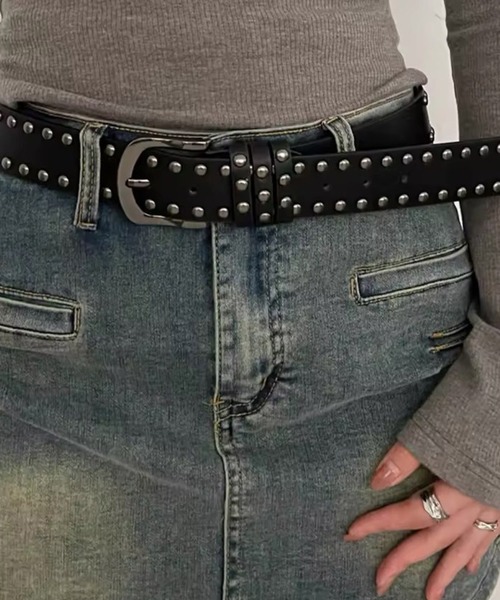 Port(ポート)の「【 Port / ポート 】 ダブル スタッズ バックル ベルト(ベルト・レディース・ブラック/ホワイト/ブラウン・FREE)」の19枚目の写真