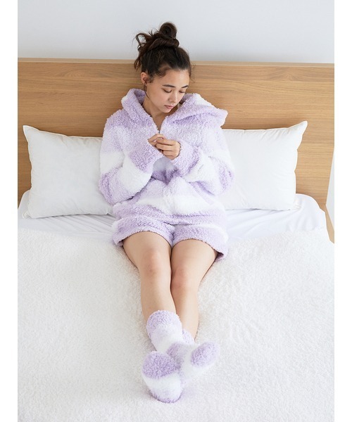 ジェラートピケ　ルームウェア セット　ラベンダー gelato pique（ジェラートピケ）の「ジェラート3ボーダーパーカ