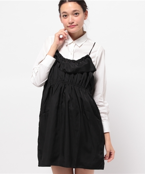 mystic(ミスティック)の「【mystic】クロスキャミワンピース(ワンピース・レディース・キャメル/ブルー/ブラック/グレー・フリ-)」の2枚目の写真