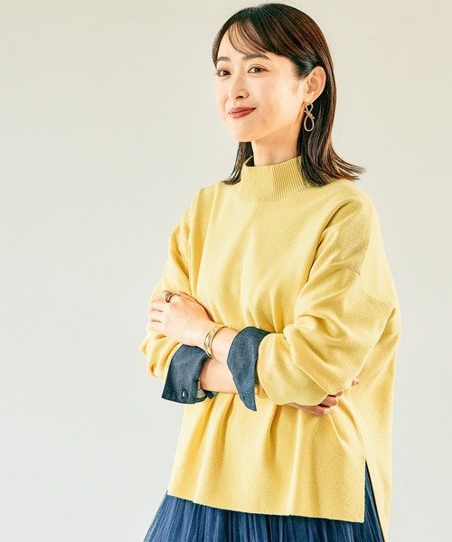 Elura（エルーラ）の「濃密なめらかモックネックプルオーバー/134016（ニット/セーター・レディース・ブラック系その他/フューシャピンク/ブラック/ライトブルー/ライトイエロー/ダークネイビー/グリーン/ホワイト/オレンジ系その他3/ネイビー/ブルー系その他3・MEDIUM/LARGE/SMALL）」の9枚目の写真