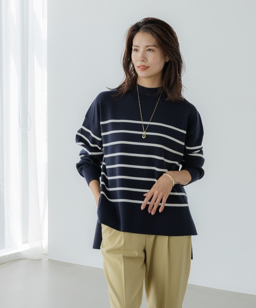 Elura（エルーラ）の「濃密なめらかモックネックプルオーバー/134016（ニット/セーター・レディース・ブラック系その他/フューシャピンク/ブラック/ライトブルー/ライトイエロー/ダークネイビー/グリーン/ホワイト/オレンジ系その他3/ネイビー/ブルー系その他3・MEDIUM/LARGE/SMALL）」の7枚目の写真