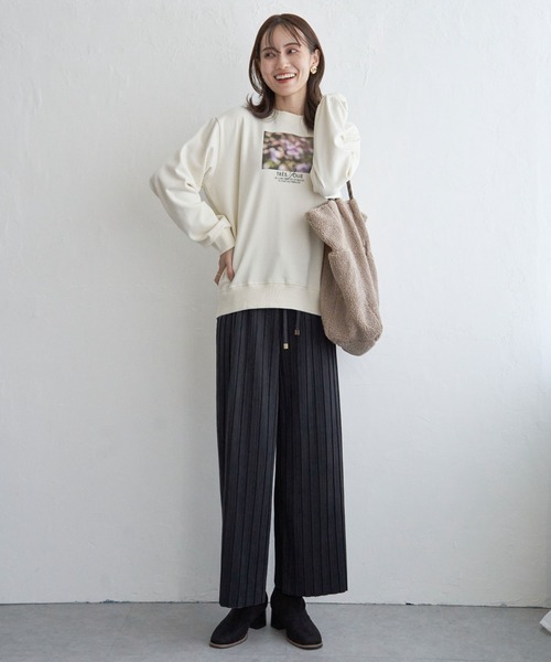 ikka（イッカ）の「【親子コーデ】スエードライクプリーツワイドパンツ（その他パンツ・レディース・オフホワイト/チャコールグレー/グリーン/オレンジ/モカ・S/M/L）」の19枚目の写真
