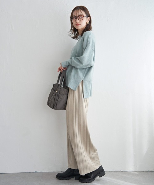 ikka（イッカ）の「【親子コーデ】スエードライクプリーツワイドパンツ（その他パンツ・レディース・オフホワイト/チャコールグレー/グリーン/オレンジ/モカ・S/M/L）」の22枚目の写真