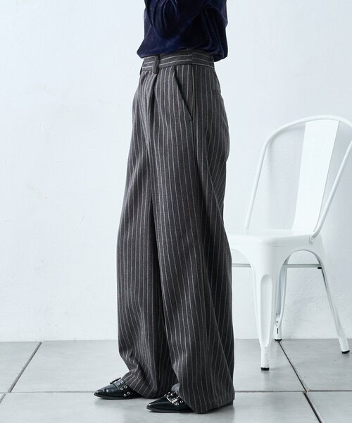 w closet(ダブルクローゼット)の「ストライプラインパンツ(その他パンツ・レディース・ブラウン/カーキ/ブラック・FREE)」の5枚目の写真