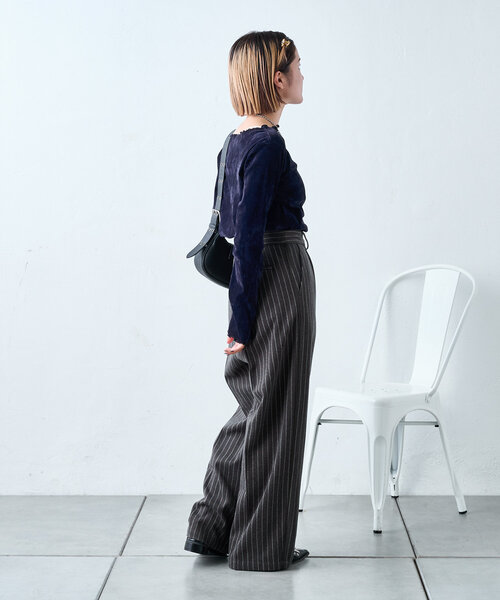 w closet(ダブルクローゼット)の「ストライプラインパンツ(その他パンツ・レディース・ブラウン/カーキ/ブラック・FREE)」の11枚目の写真