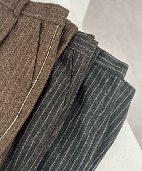 w closet(ダブルクローゼット)の「ストライプラインパンツ(その他パンツ・レディース・ブラウン/カーキ/ブラック・FREE)」の13枚目の写真