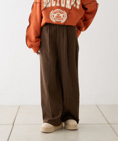 w closet(ダブルクローゼット)の「ストライプラインパンツ(その他パンツ・レディース・ブラウン/カーキ/ブラック・FREE)」の14枚目の写真