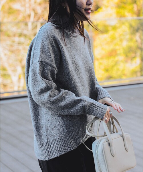 セール】オーバーサイズ ハイネックニット（洗濯機可能）（ニット