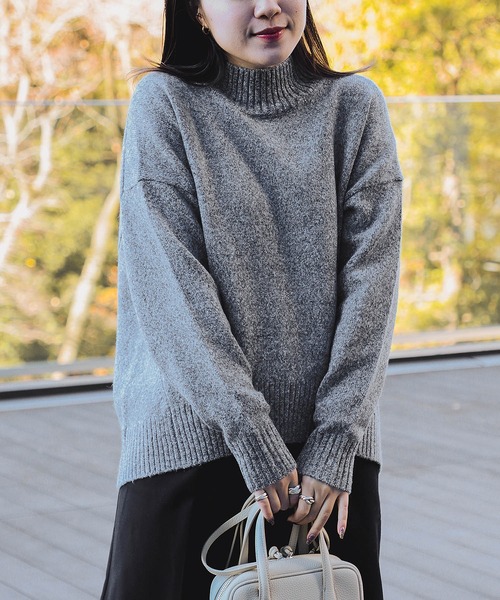 セール】オーバーサイズ ハイネックニット（洗濯機可能）（ニット
