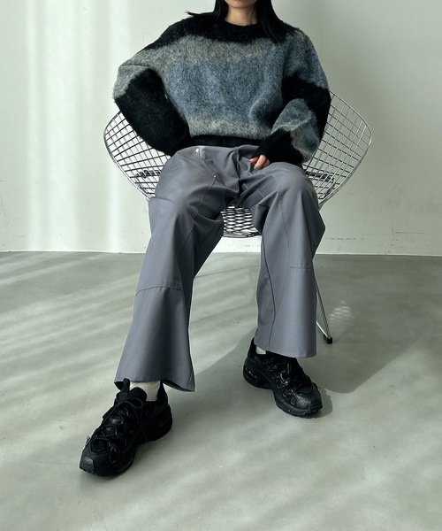 UNDERSTATEMENTs（アンダーステイトメント）の「【ユニセックス】ウール混配色ジャガードシャギーニット（ニット/セーター・メンズ・ブラック/チャコールグレー・LARGE/MEDIUM）」の7枚目の写真