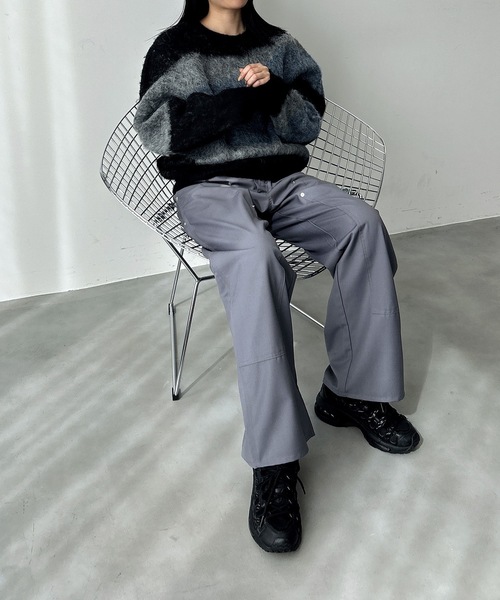 UNDERSTATEMENTs（アンダーステイトメント）の「【ユニセックス】ウール混配色ジャガードシャギーニット（ニット/セーター・メンズ・ブラック/チャコールグレー・LARGE/MEDIUM）」の9枚目の写真