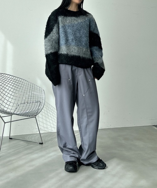 UNDERSTATEMENTs（アンダーステイトメント）の「【ユニセックス】ウール混配色ジャガードシャギーニット（ニット/セーター・メンズ・ブラック/チャコールグレー・LARGE/MEDIUM）」の12枚目の写真