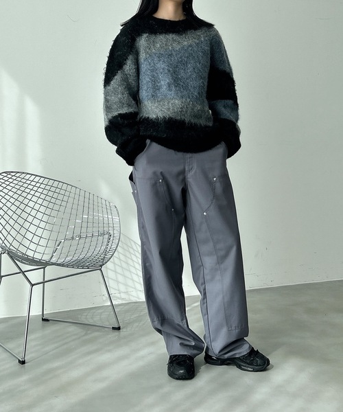 UNDERSTATEMENTs（アンダーステイトメント）の「【ユニセックス】ウール混配色ジャガードシャギーニット（ニット/セーター・メンズ・ブラック/チャコールグレー・LARGE/MEDIUM）」の13枚目の写真