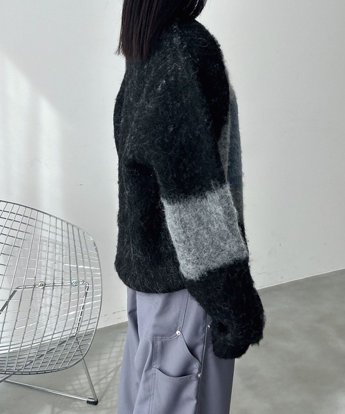 UNDERSTATEMENTs（アンダーステイトメント）の「【ユニセックス】ウール混配色ジャガードシャギーニット（ニット/セーター・メンズ・ブラック/チャコールグレー・LARGE/MEDIUM）」の5枚目の写真