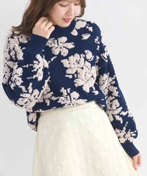 【WEB限定】異素材フラワー柄ニット