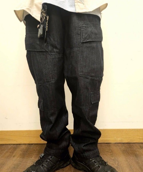 Alpha Industries（アルファインダストリーズ）の「ALPHA】デニム コンバット カーゴパンツ (ワイドシルエット / ミリタリー / ストリートスタイル)（カーゴパンツ・メンズ・ダークインディゴブルー・S/M/L/XL）」の14枚目の写真