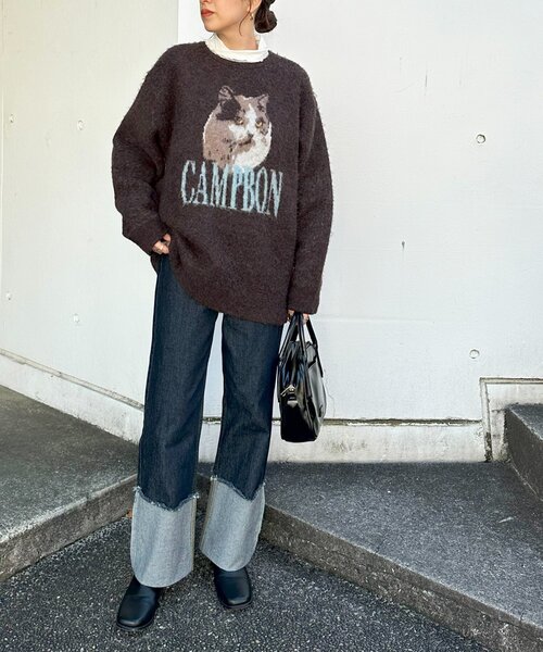 DISCOAT（ディスコート）の「【WEB限定】アソートアニマルジャガードニット《ユニセックス》（ニット/セーター・レディース・ブラウン/ネイビー/グリーン・FREE）」の5枚目の写真