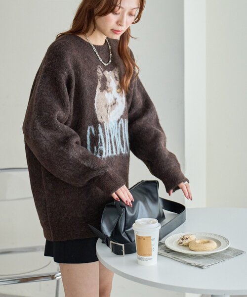 DISCOAT（ディスコート）の「【WEB限定】アソートアニマルジャガードニット《ユニセックス》（ニット/セーター・レディース・ブラウン/ネイビー/グリーン・FREE）」の10枚目の写真