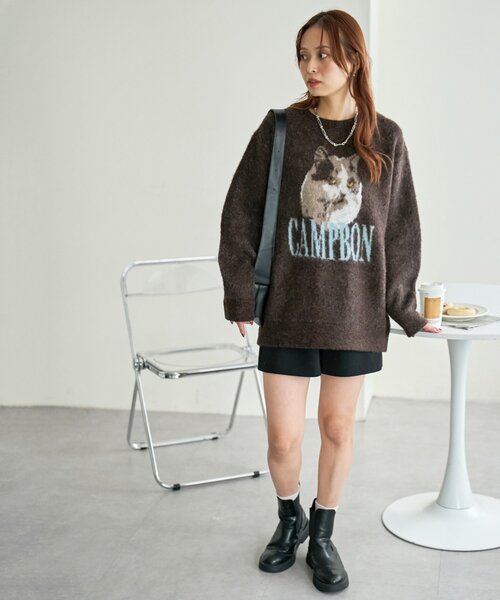 DISCOAT（ディスコート）の「【WEB限定】アソートアニマルジャガードニット《ユニセックス》（ニット/セーター・レディース・ブラウン/ネイビー/グリーン・FREE）」の11枚目の写真