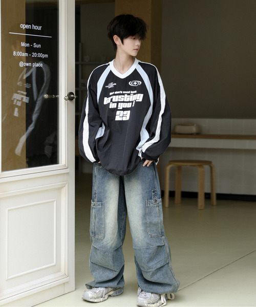 neos(ネオス)の「【neos】ルーズシルエット ドローコード ナイロン ゲーム プルオーバー シャツ(スウェット・メンズ・ブラック/ホワイト/ネイビー・MEDIUM/LARGE)」の21枚目の写真