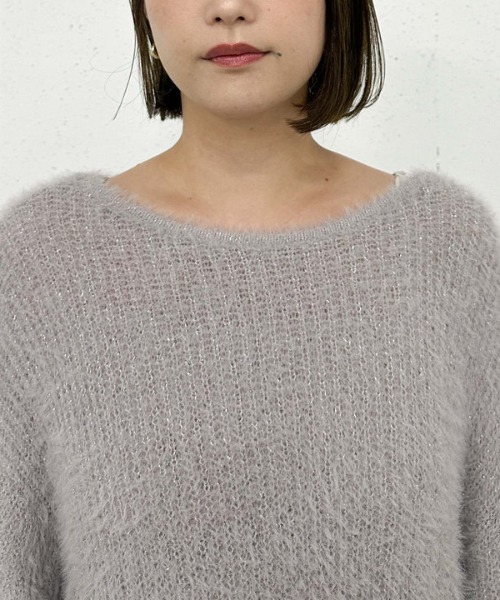 archives(アルシーヴ)の「ラメフェザー透かしドロストニット×ティアードキャミOPSET(ワンピース・レディース・グレイッシュベージュ/アイボリー/ブルー・MEDIUM)」の5枚目の写真