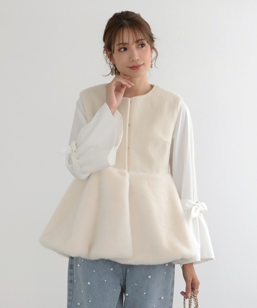 MERAKI（メラキ）の「ペプラムファーベスト（ベスト・レディース・ブラウン/アイボリー/ブラック・FREE）」の10枚目の写真