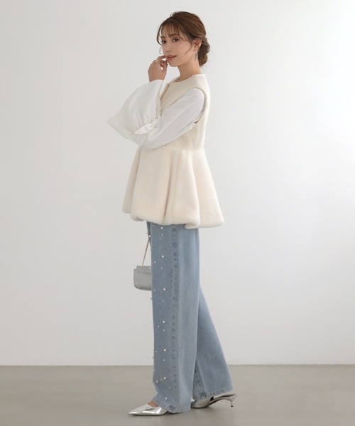 MERAKI（メラキ）の「ペプラムファーベスト（ベスト・レディース・ブラウン/アイボリー/ブラック・FREE）」の11枚目の写真