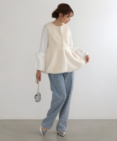 MERAKI（メラキ）の「ペプラムファーベスト（ベスト・レディース・ブラウン/アイボリー/ブラック・FREE）」の12枚目の写真