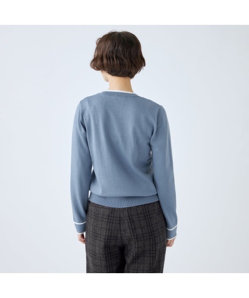 ニット セーター 「洗濯機で洗えるもちもちニット」ラウンドネック×バイカラーデザイン レディース SUIT SELECT ニット セーター 「洗濯機で洗えるもちもちニット