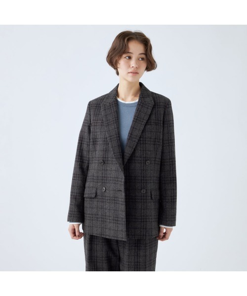 SUIT SELECT（スーツセレクト）の「【おうちで洗える】ラウンドネックニット×バイカラーデザイン（ニット/セーター・レディース・ネイビー/オフホワイト/ブルー/杢グレー・SMALL/MEDIUM/LARGE）」の5枚目の写真