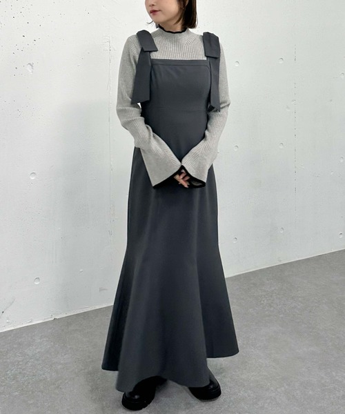 archives（アルシーヴ）の「２ｗａｙ肩リボンキャミワンピース（ワンピース・レディース・ベージュ/ブルーグレー/ブラック・MEDIUM）」の3枚目の写真