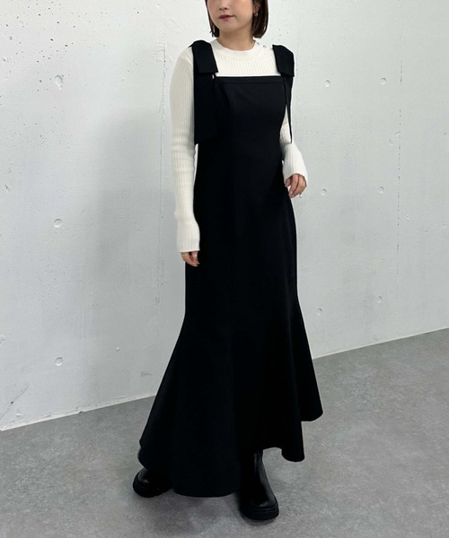 archives（アルシーヴ）の「２ｗａｙ肩リボンキャミワンピース（ワンピース・レディース・ベージュ/ブルーグレー/ブラック・MEDIUM）」の2枚目の写真