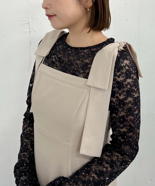 archives（アルシーヴ）の「２ｗａｙ肩リボンキャミワンピース（ワンピース・レディース・ベージュ/ブルーグレー/ブラック・MEDIUM）」の9枚目の写真