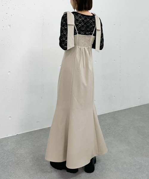 archives（アルシーヴ）の「２ｗａｙ肩リボンキャミワンピース（ワンピース・レディース・ベージュ/ブルーグレー/ブラック・MEDIUM）」の7枚目の写真