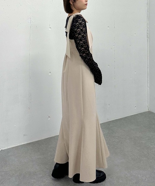 archives（アルシーヴ）の「２ｗａｙ肩リボンキャミワンピース（ワンピース・レディース・ベージュ/ブルーグレー/ブラック・MEDIUM）」の6枚目の写真