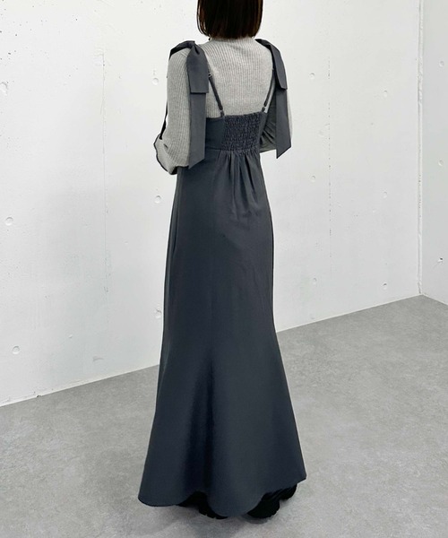 archives（アルシーヴ）の「２ｗａｙ肩リボンキャミワンピース（ワンピース・レディース・ベージュ/ブルーグレー/ブラック・MEDIUM）」の16枚目の写真
