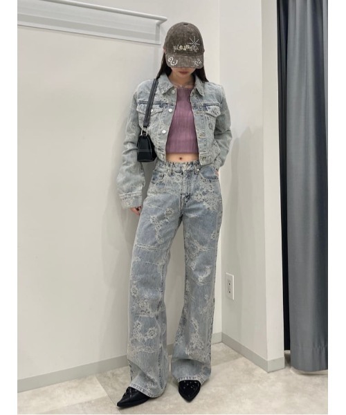 SLY（スライ）の「JQ DENIM SHORT JK ジャガード デニム ショート ジャケット（デニムジャケット・レディース・ライトブルー・FREE）」の20枚目の写真