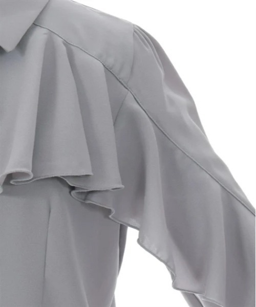axes femme POETIQUE（アクシーズファムポエティック）の「ネクタイ付ラッフルフリルブラウス（シャツ/ブラウス・レディース・ホワイト/グレー/ブラック・MEDIUM）」の4枚目の写真