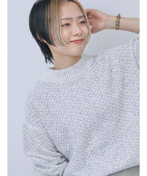 Samansa Mos2 blue（サマンサモスモスブルー）の「【帯電防止】ミックスモールニットプルオーバー（ニット/セーター・レディース・シルバーグレー/キナリ/オフホワイト・F）」の6枚目の写真