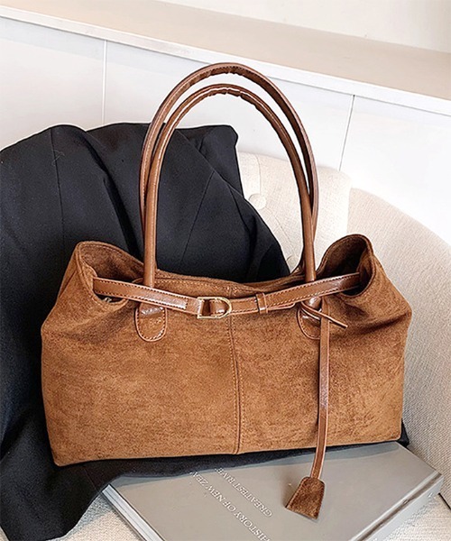 Futier land（フューティアランド）の「スエード風ベルトデザインバッグ（ハンドバッグ・レディース・ブラック/キャメル・FREE）」の16枚目の写真