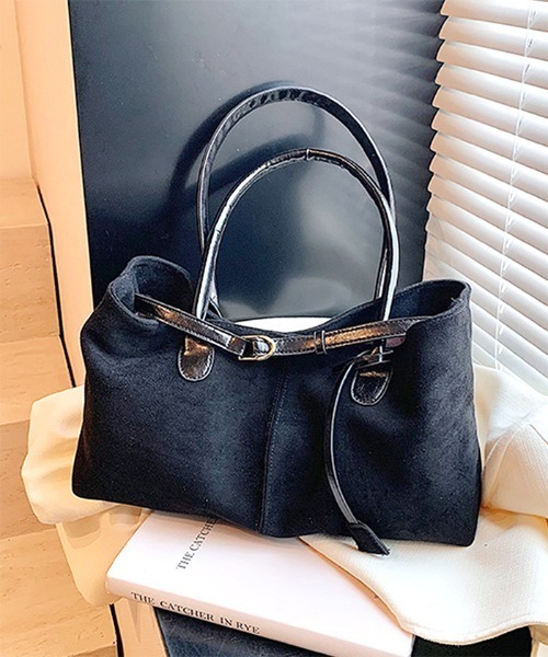 Futier land（フューティアランド）の「スエード風ベルトデザインバッグ（ハンドバッグ・レディース・ブラック/キャメル・FREE）」の4枚目の写真