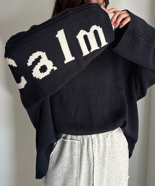 NKNIT / ンニット | ウール ロゴ ニット セーター | 1 | ダークネイビー | レディース ニット セーター 「滝沢眞規子さん着用/洗える」ウールカシミヤ クルー